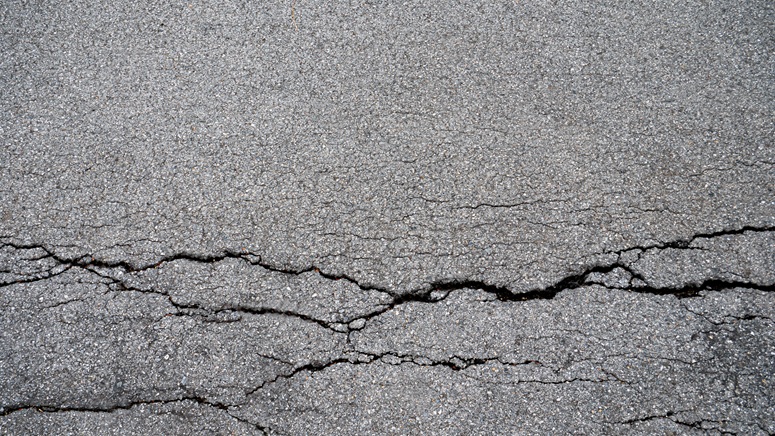 Cracked pavement