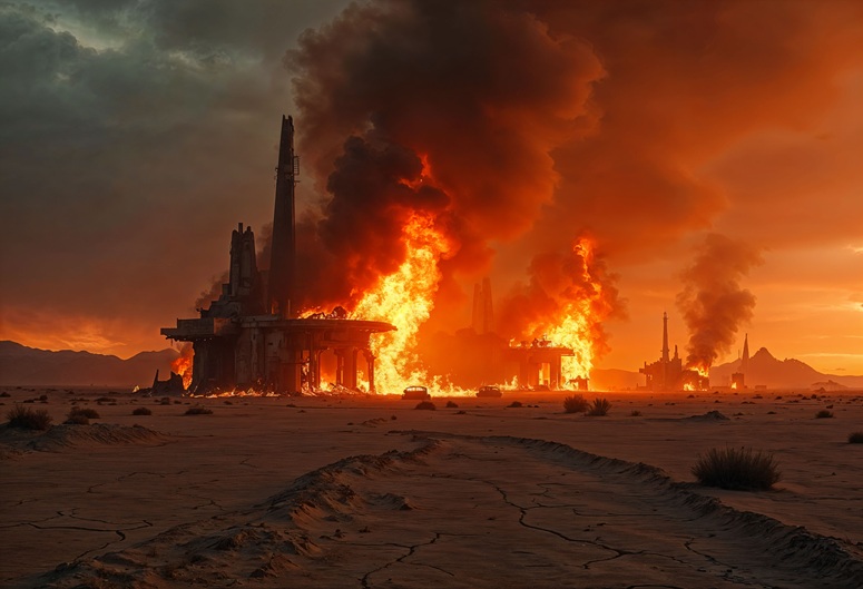 Oil rig fire