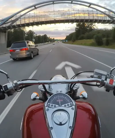 Motorcycle running on way