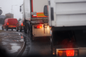 trucks in traffic