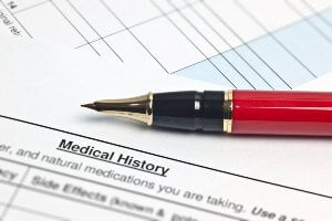 medical history records on table