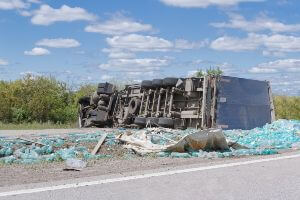 commercial truck after rollover crash