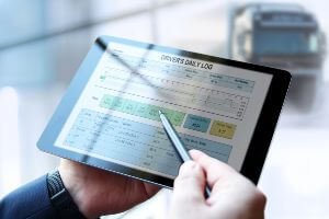 ipad with trucker's daily log