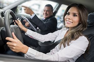driver taking a vehicle for a test drive