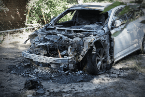 burned car
