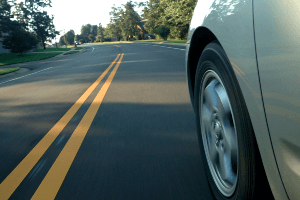 car near double yellow lines