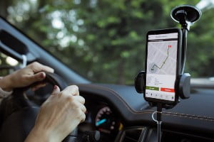 cellphone in a holder