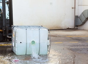 chemicals emptying from container