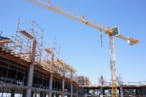 crane at site of building being constructed