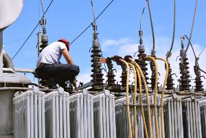 working on power lines