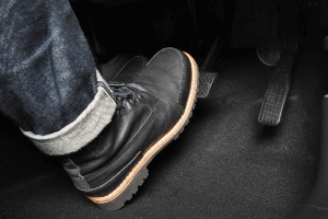 foot on a brake pedal