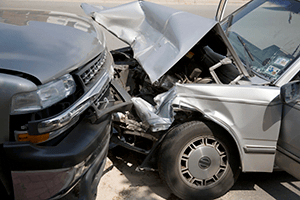 two crashed cars
