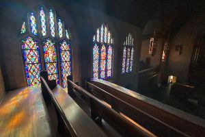 church with stained glass windows
