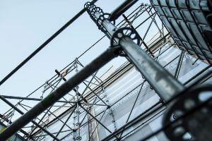 scaffolding on side of building
