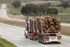 truck hauling wood