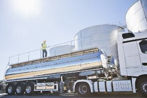 shiny oil tanker truck