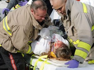 injured personal on a stretcher