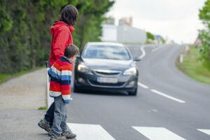 pedestrians crossing a street