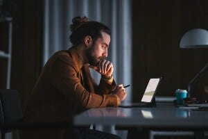 researching on a computer