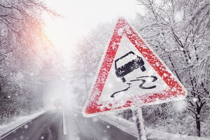 snow covered sign