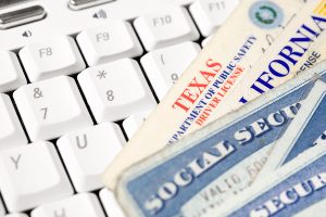 social security card on keyboard