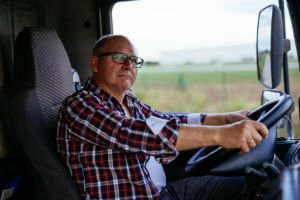 truck driver behind the wheel