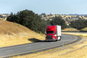 truck driving up a hill