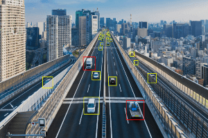 vehicles being tracked on a highway