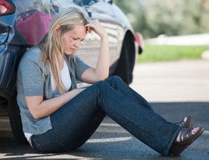 woman hurt after a car crash