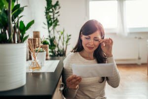 woman upset over letter