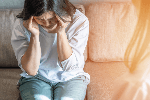 woman with a headache