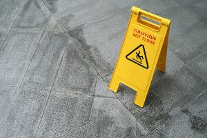 wet floor sign from overhead