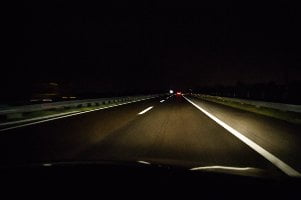 long highway at night