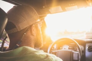driver facing sun glare while driving