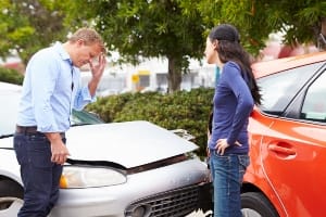 Two motorists in a dispute over a car crash.