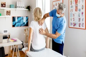 A patient receiving chiropractic care.